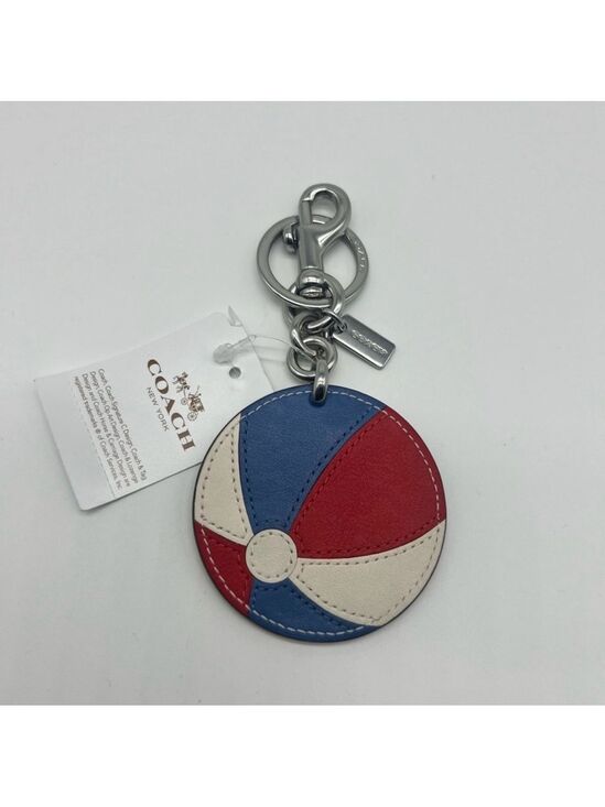 Coach Accessories - Coach Round Leather Beachball Keychain Bag Charm in Red, Blue & Cream NWT